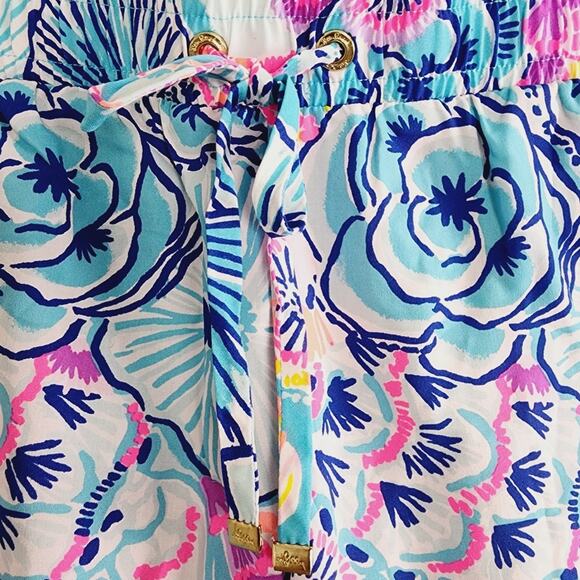 Lilly Pulitzer 5" Katia Bali Blue Once Upon A Tide Drawstring Shorts - Picture 4 of 11